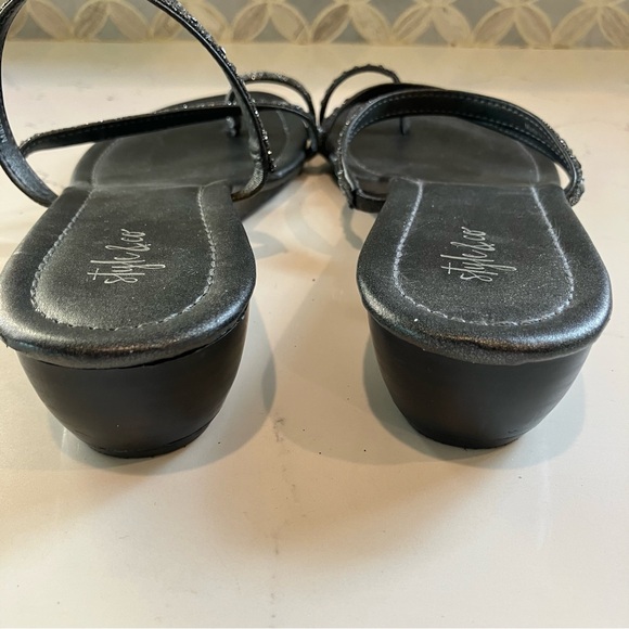 Style & Co. Black Silver Rhinestone Formal Women's Sandals Slides Size 8.5 - Picture 6 of 7